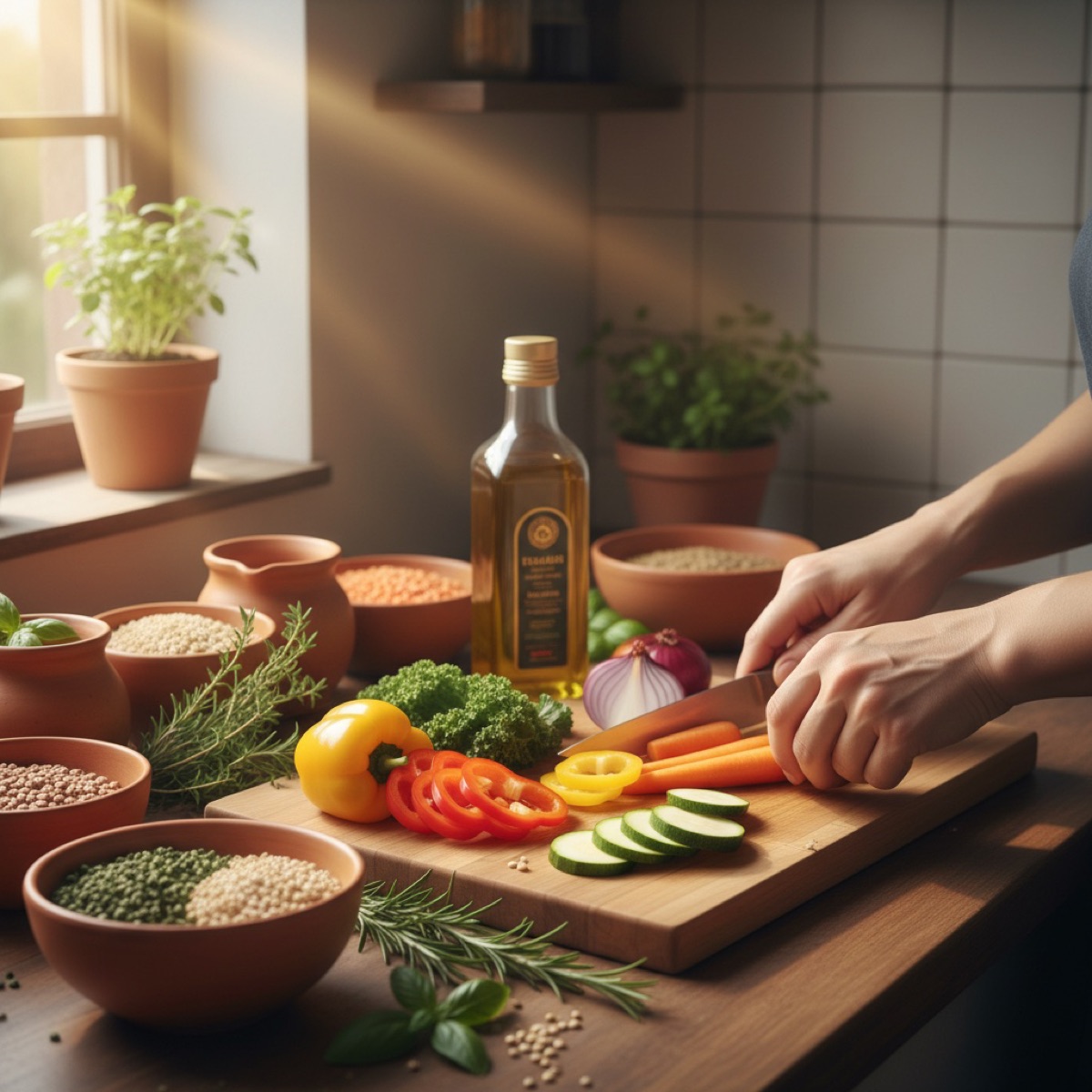 Caldo nutritivo de legumes na cozinha